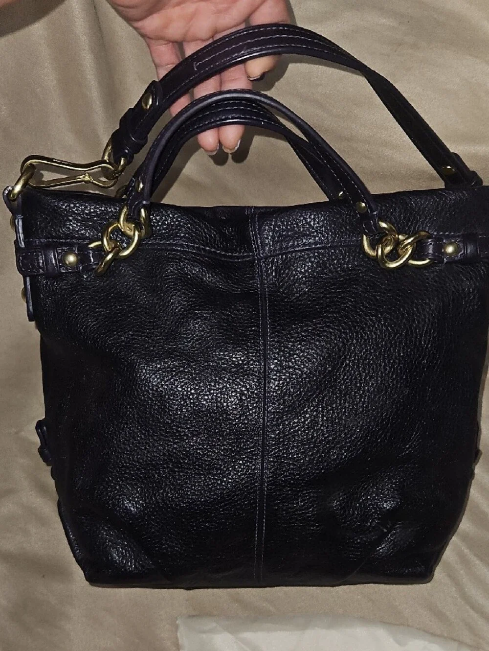 Coach Purple Leather Shoulder Bag with Gold-Tone Hardware